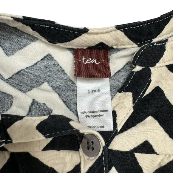 TEA COLLECTION Morocco Zig Zag Mini Dress Black Cream Size 5 Stretch #4S12152 - Picture 3 of 3